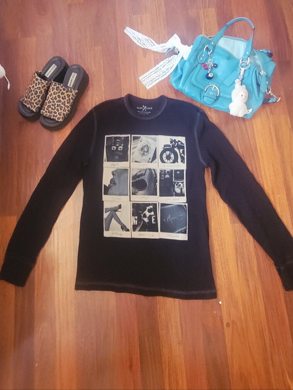 Y2k Alt Avante Garde Collage Thermal Long Sleeve Size Medium SOOO AWESOME!